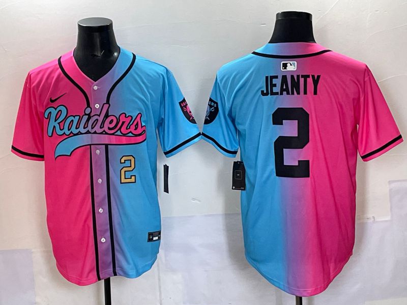 Men 2025 Oakland Raiders 2 Jeanty Blue pink Nike Limited NFL Jersey 002